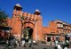 India: Gate leading onto Siredeori Bazaar, near the Hawa Mahal, Jaipur, Rajasthan